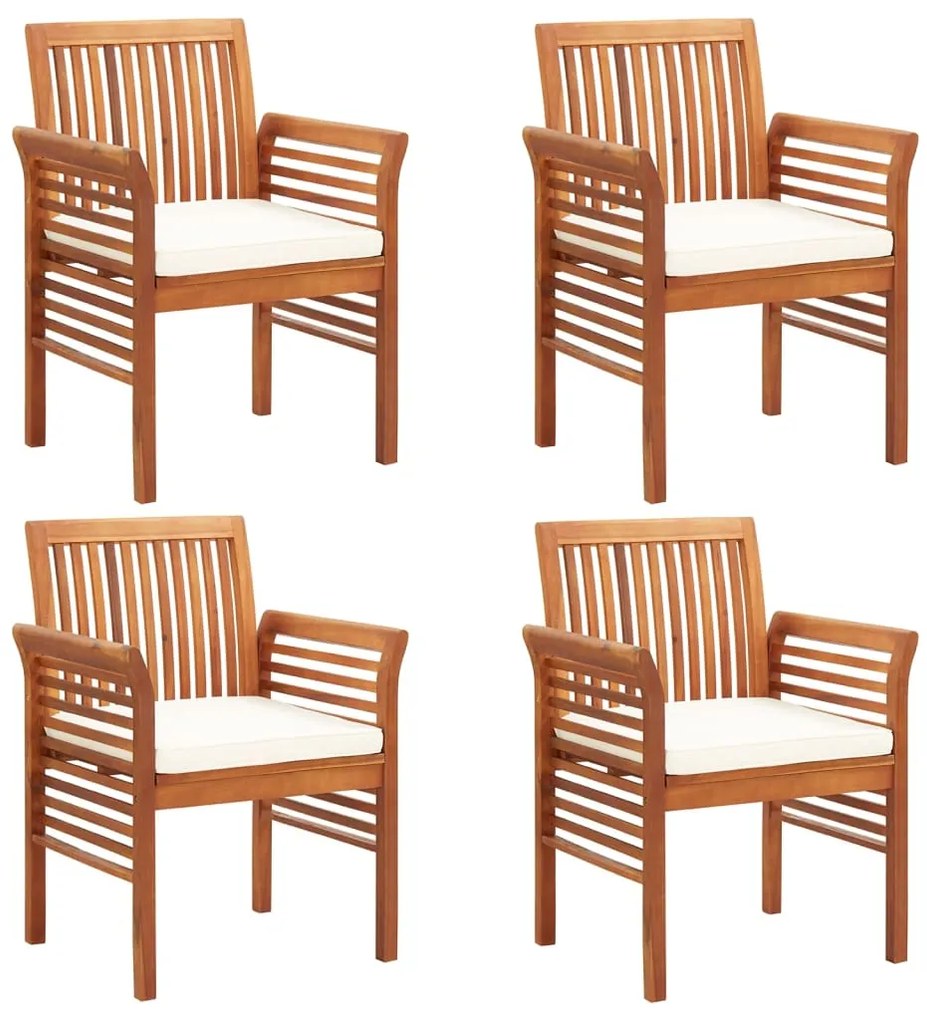 Cadeiras de jantar p/ jardim com almofadões 4 pcs acácia maciça