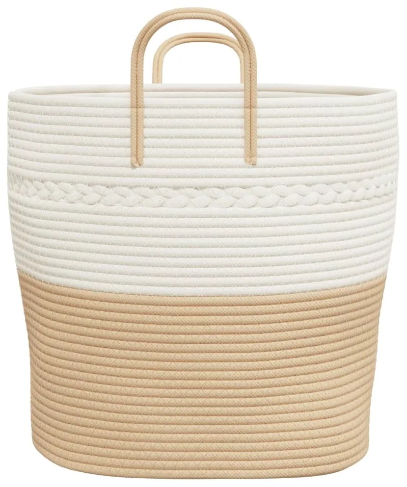 Cesto de arrumação Ø43x38 cm algodão bege e branco