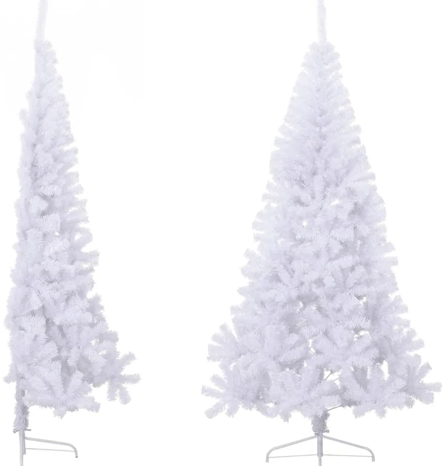 Meia árvore de Natal artificial com suporte 240 cm PVC branco