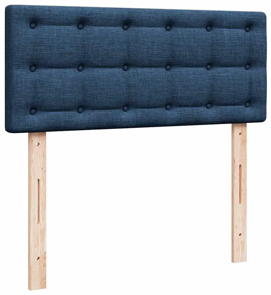 Cama Otomana com Colchão & LEDs Tecido Azul 120x200 cm