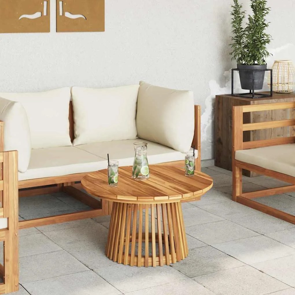 Mesa de Café de Jardim Ø70x40 cm de Madeira Sólida de Teca
