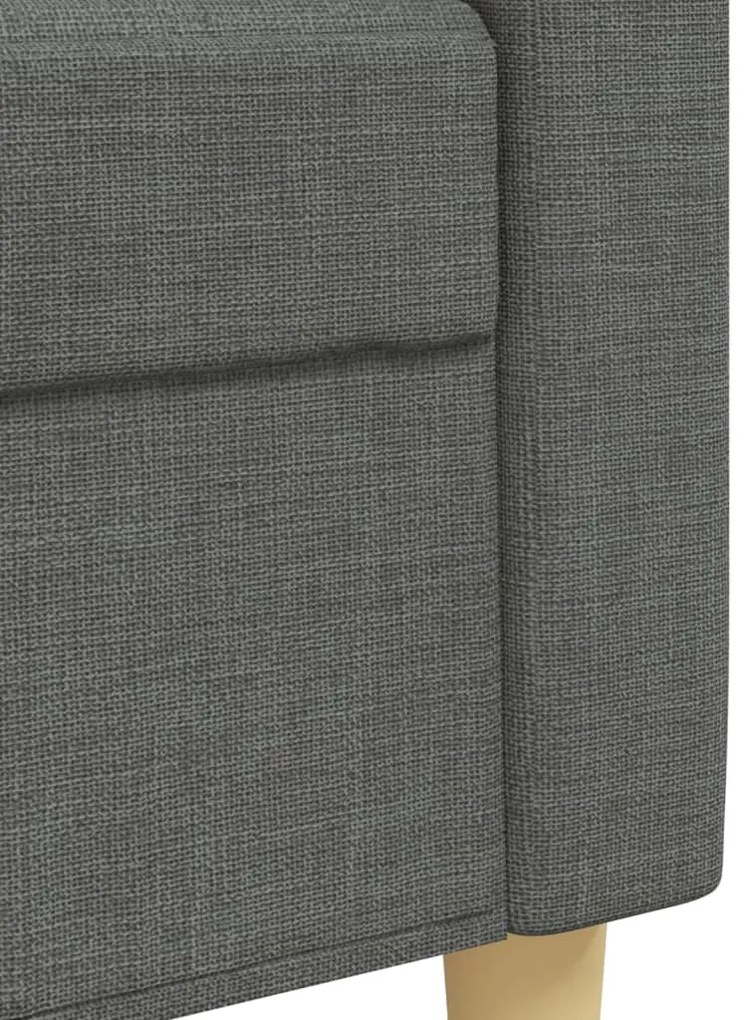 3pcs conjunto sofás c/ almofadões/apoio pés tecido cinza-escuro