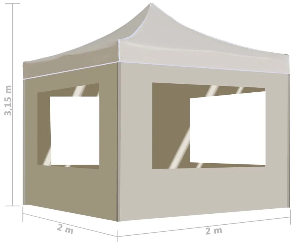 Tenda dobrável profissional com paredes alumínio 2x2 m creme
