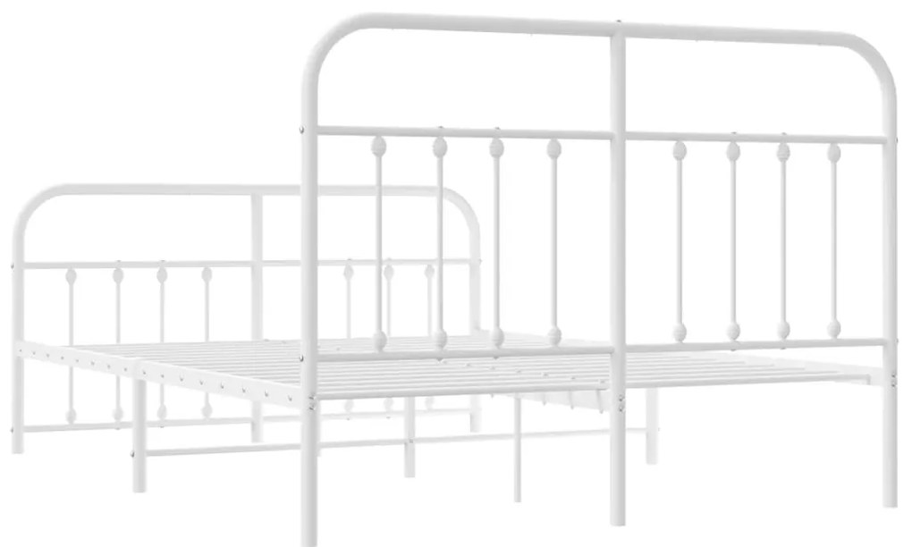 Estrutura de cama com cabeceira e pés 135x190 cm metal branco