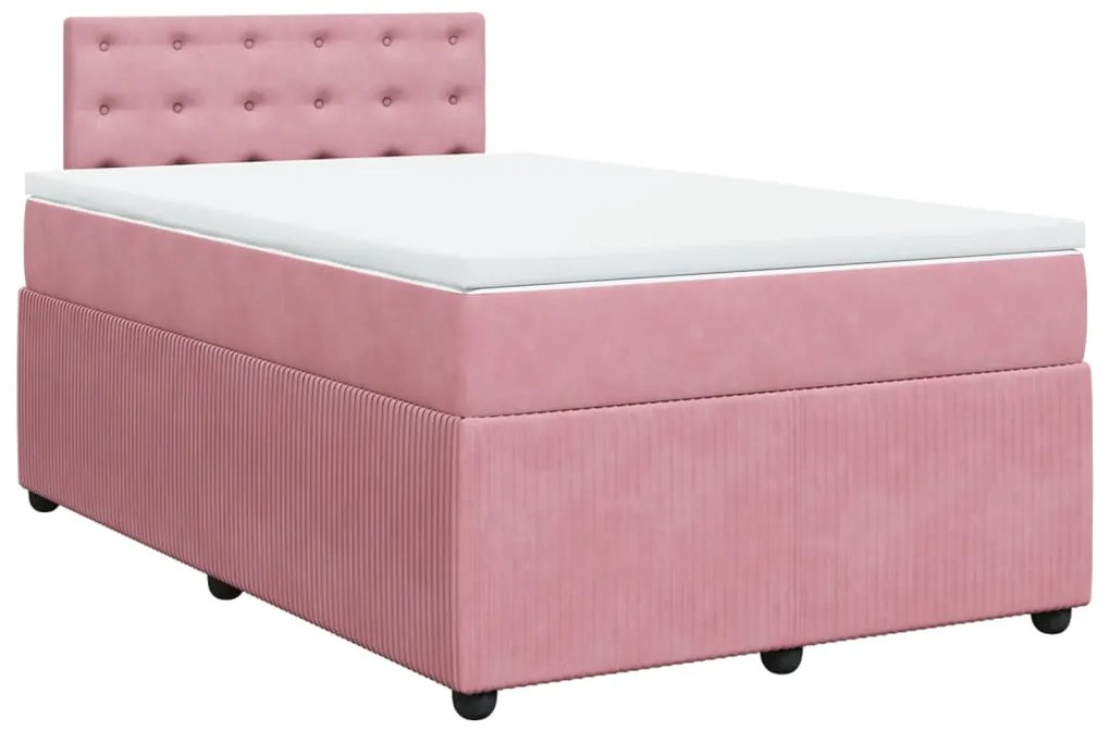 Cama boxspring com colchão 120x190 cm veludo rosa