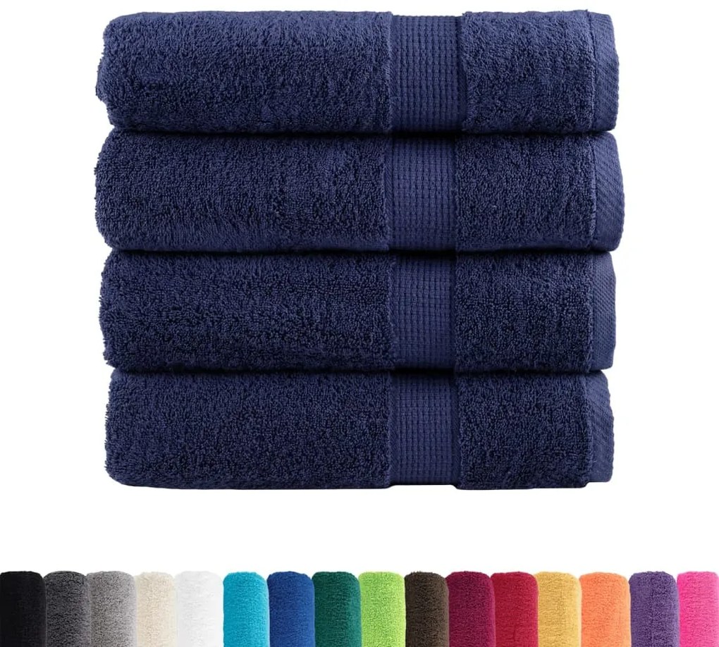 Toalhas mãos premium SOLUND 4pcs 50x100cm 600 gsm azul-marinho