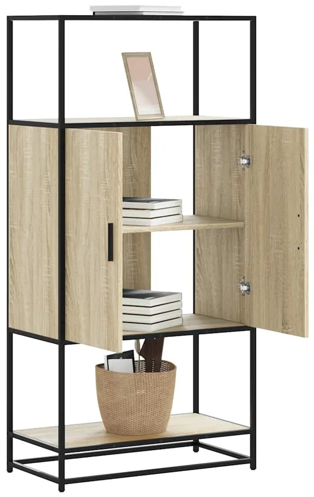 vidaXL Armário alto 68x35x139 cm madeira e metal carvalho sonoma
