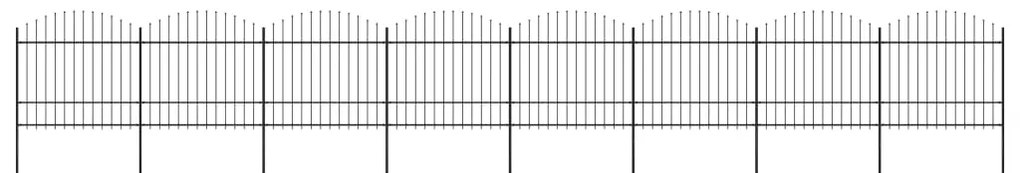 vidaXL Cerca de jardim com topo em lanças (1,5-1,75)x13,6 m aço preto