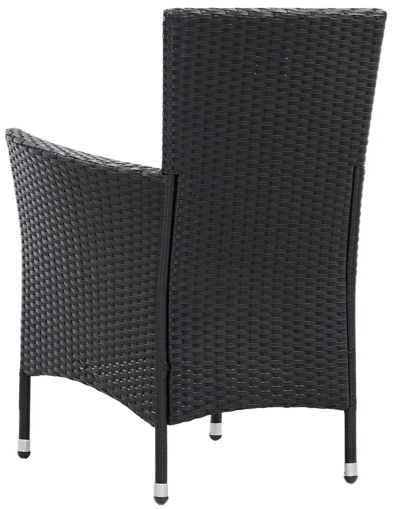7 pcs conjunto jantar exterior com almofadões vime PE preto