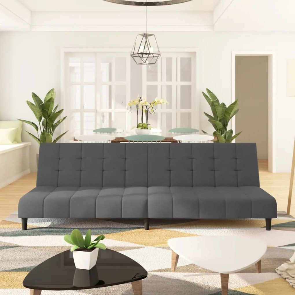 337369 vidaXL Sofá-cama de 2 lugares veludo cinzento-escuro