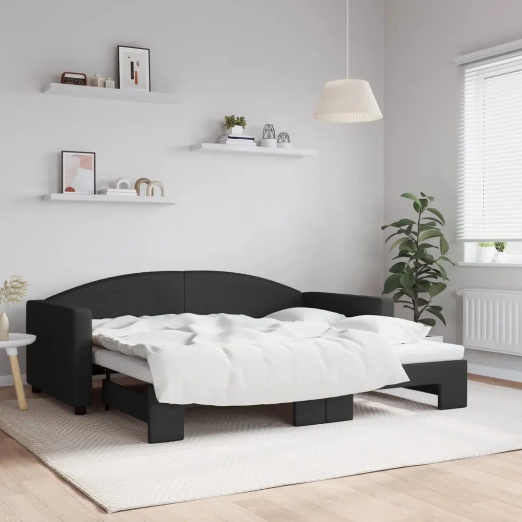 vidaXL Sofá-cama com gavetão 90x190 cm tecido preto