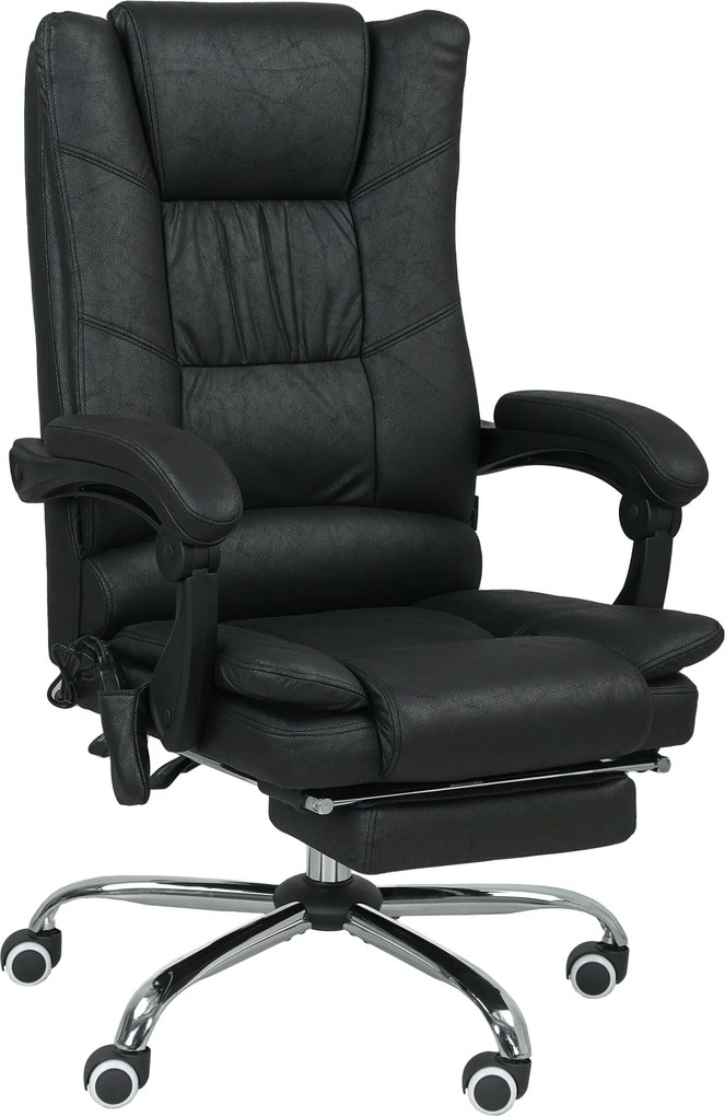 Vinsetto Cadeira de massagem Cadeira de escritório com função de massagem, incl. apoio para os pés, ajustável em altura, 64 cm x 70 cm x 118 cm, Preto | Aosom Portugal