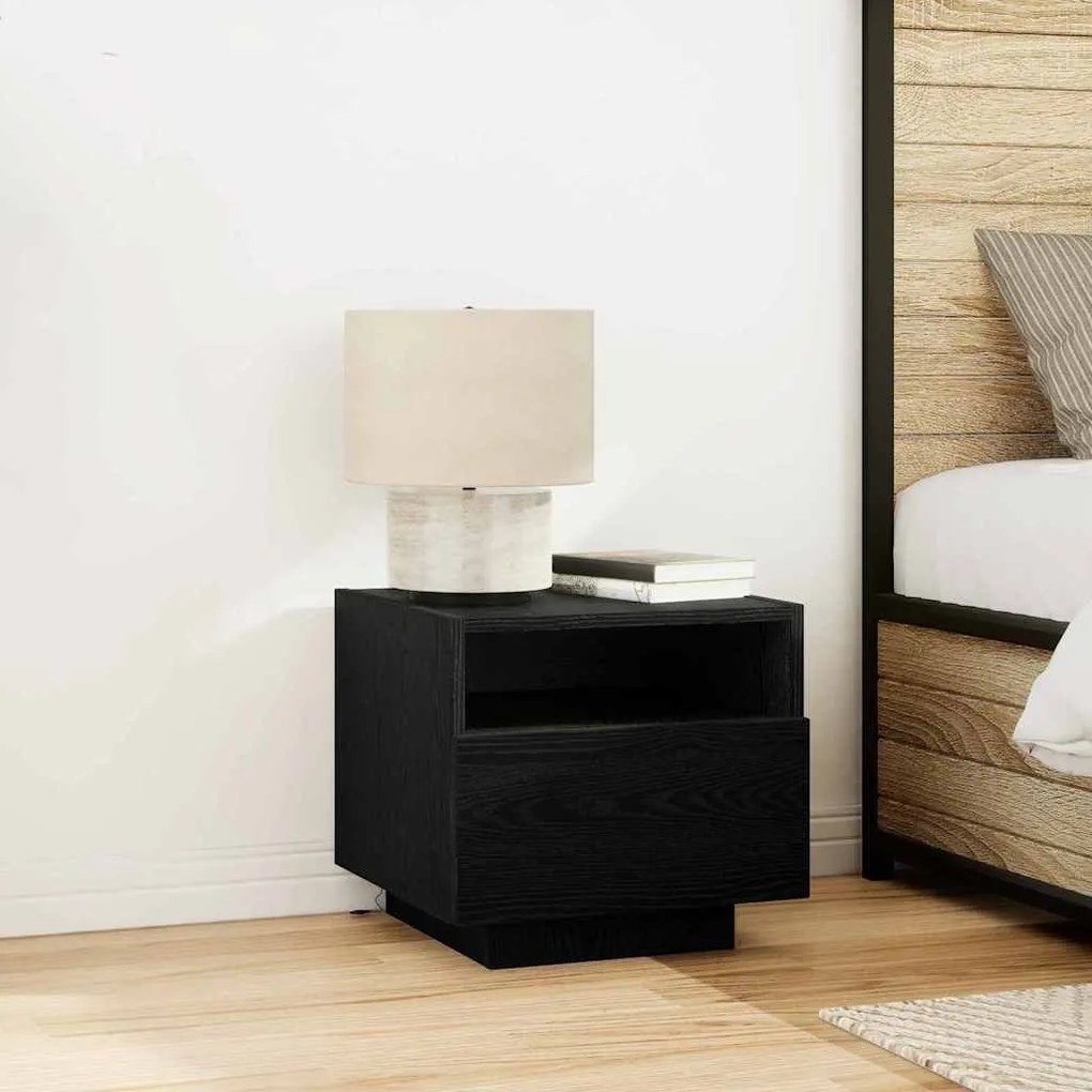 vidaXL Criado-Mudo com gaveta 2 pcs Carvalho preto 40 x 39 x 37 cm