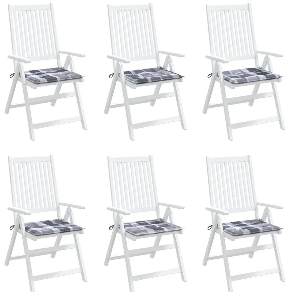 Almofadões cadeiras jardim 6pcs tecido oxford xadrez cinzento