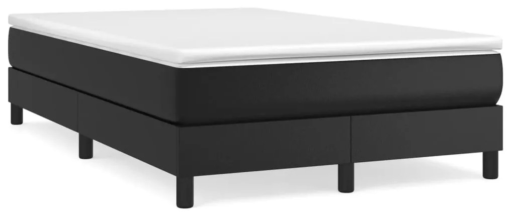 Cama boxspring com colchão 120x190 cm couro artificial preto