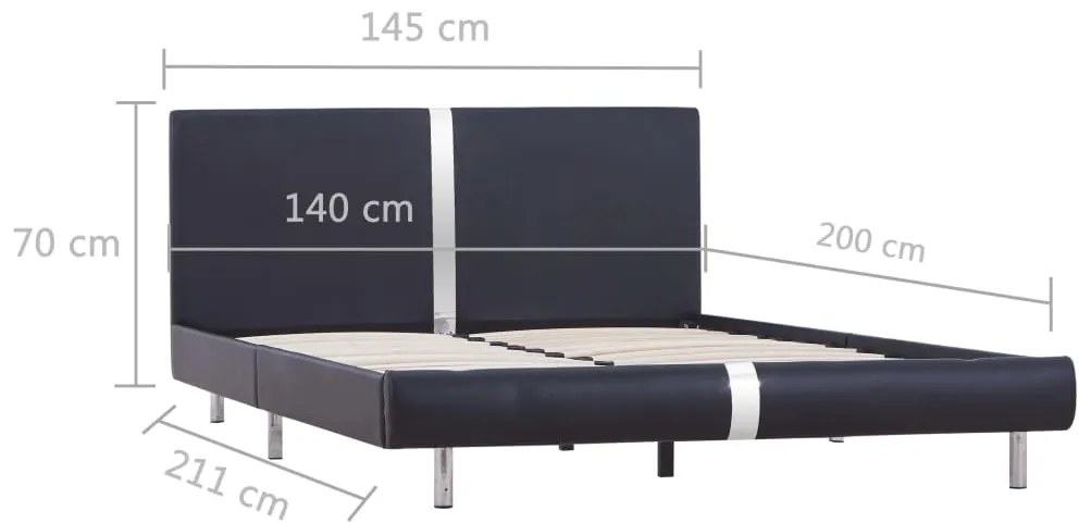 Estrutura de cama 140x200 cm couro artificial preto