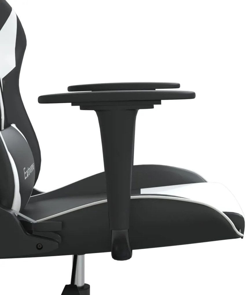 Cadeira gaming couro artificial preto e branco