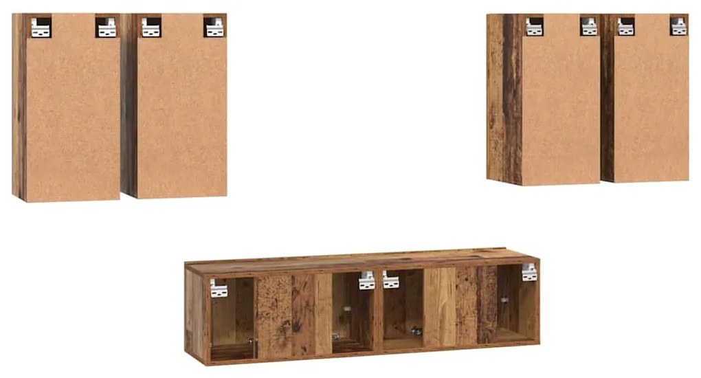 Conjunto de móvel de TV 6 pcs Madeira antiga 60 x 30 x 30 cm