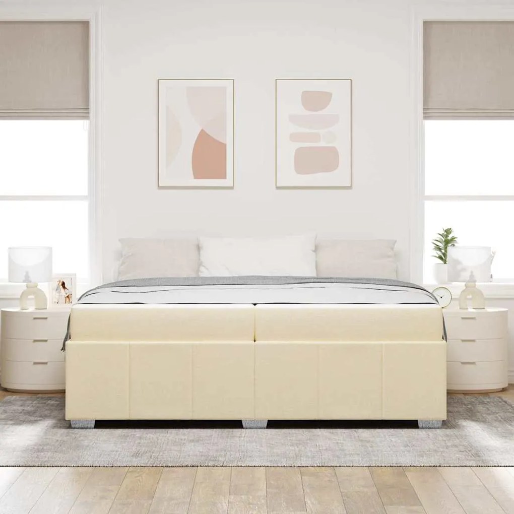 Estrutura da Cama Creme 200 x 200 cm tecido