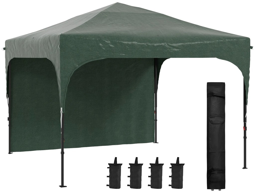 Tenda Dobrável 3x3m com Altura Ajustável Tenda de Jardim com 1 Parede
