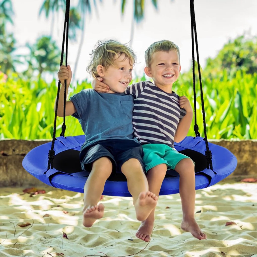 Baloiço Infantil redondo150kg Diâmetro 100cm Altura ajustável Baloiço de jardim exterior azul
