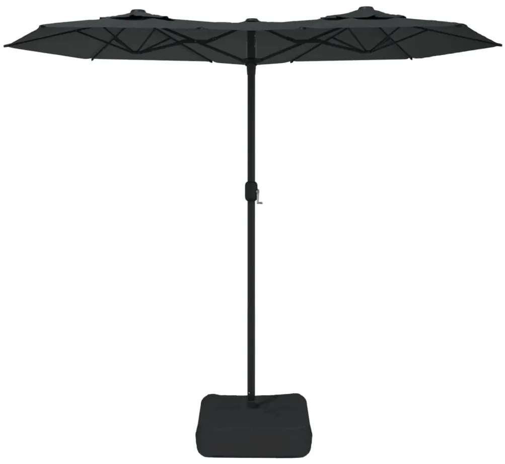 Guarda-sol de jardim com cabeça dupla 316x145 cm antracite