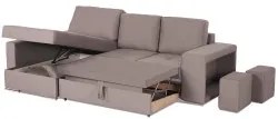 Sofá Chaise Longue reversível com cama KENYA Cinzento Claro