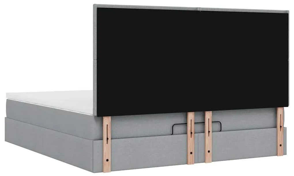 Estrutura cama otomana colchão 160x200 cm tecido cinzento claro