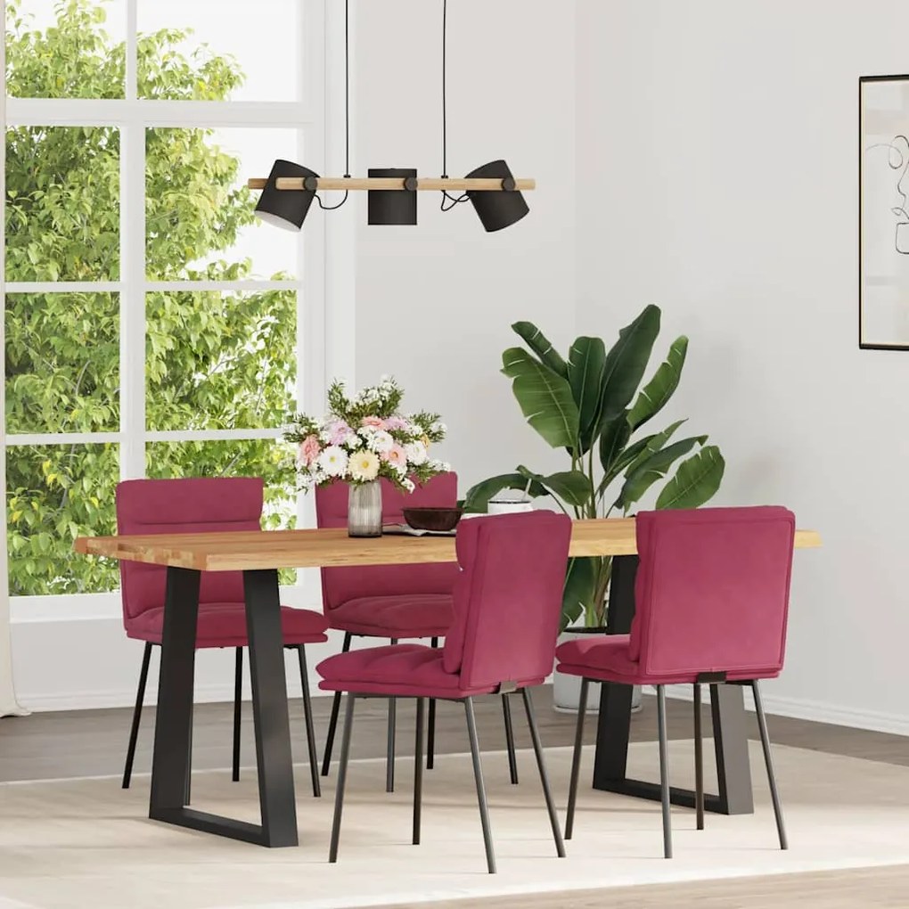 Cadeiras de jantar 4 pcs veludo vermelho tinto