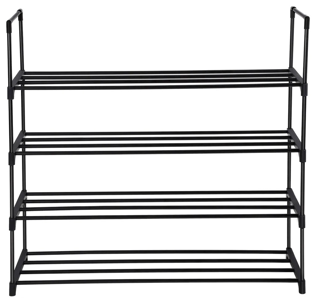 Estante metálica para sapatos com 4 prateleiras 92 x 30 x 73 cm preto