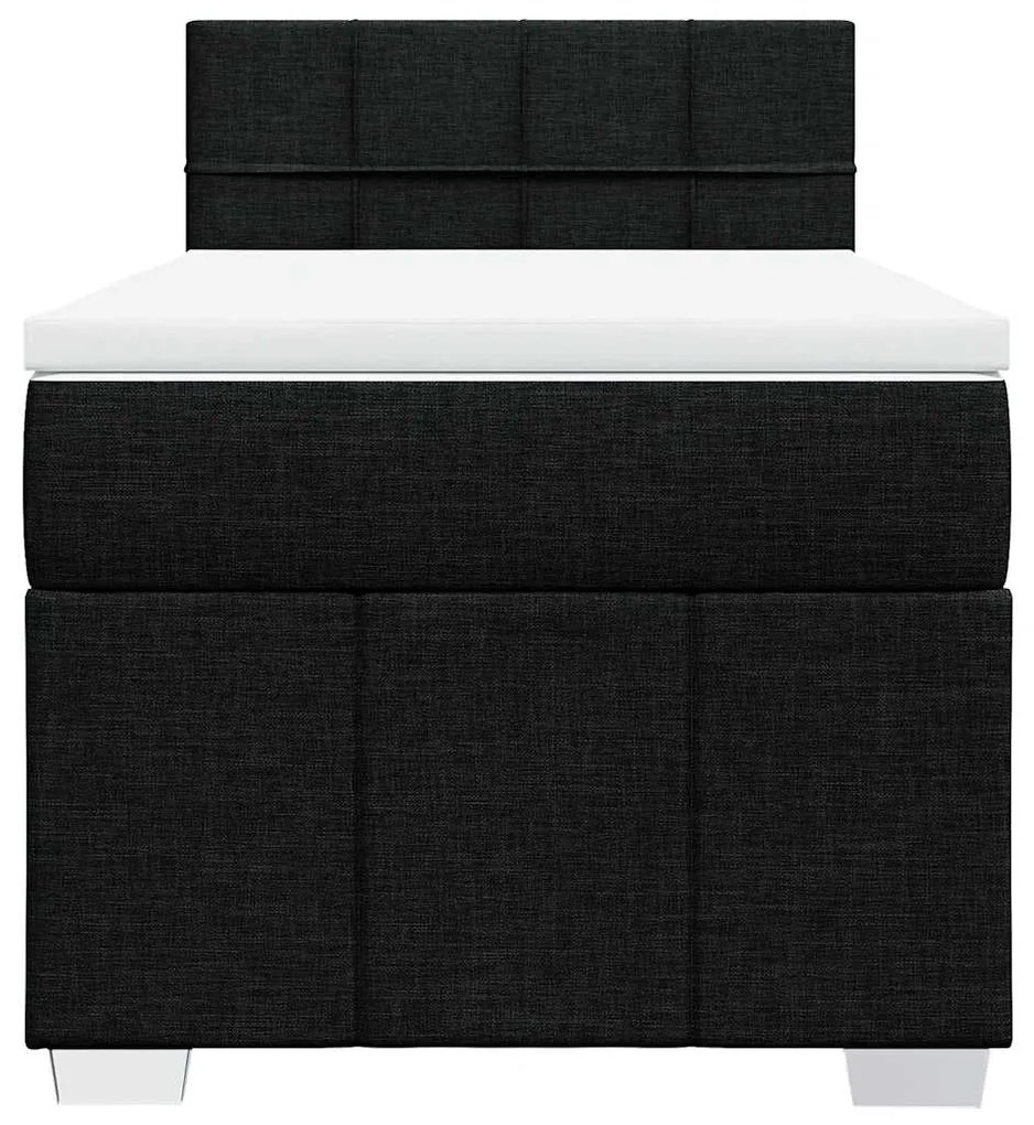 Cama com molas/colchão 80x200 cm tecido preto