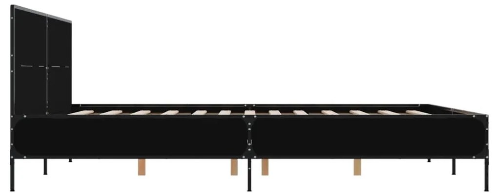 Estrutura de cama 140x200 cm derivados de madeira/metal preto