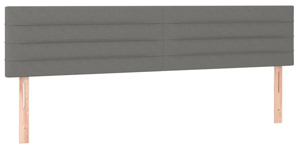 Cabeceira de cama c/luzes LED tecido 180x5x78/88cm cinza-escuro