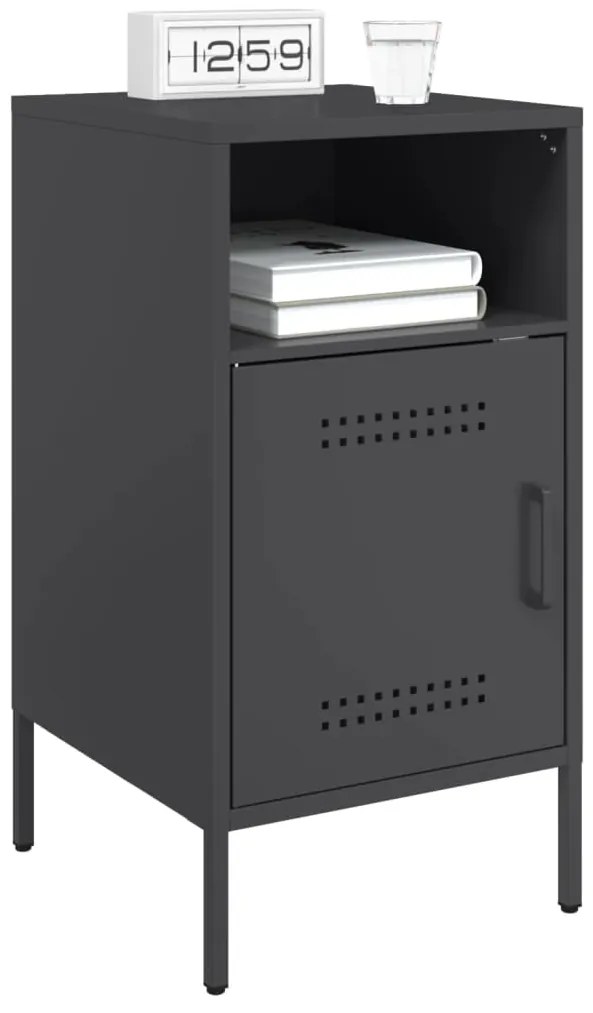 Mesas de cabeceira 2 pcs 36x39x68 cm aço preto