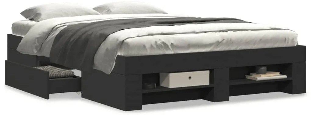 Estrutura de cama 135x190 cm derivados de madeira preto