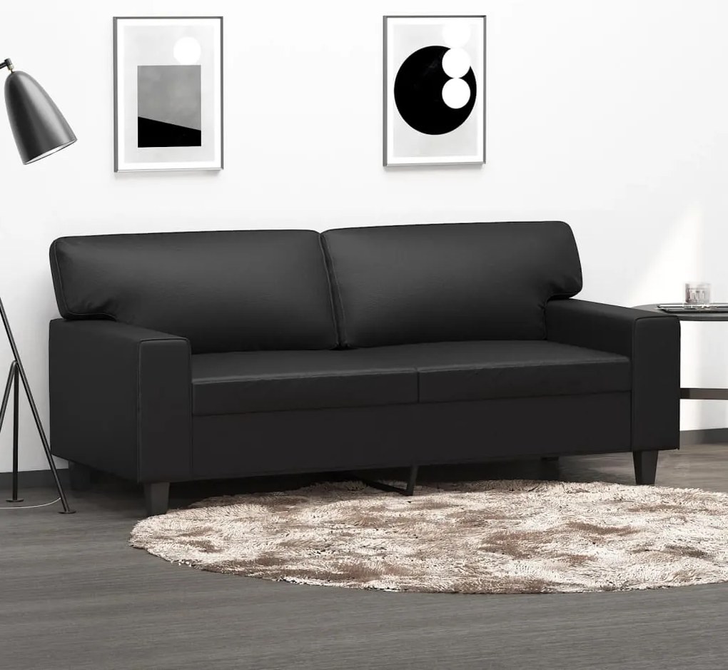 vidaXL Sofá de 2 lugares 140 cm couro artificial preto