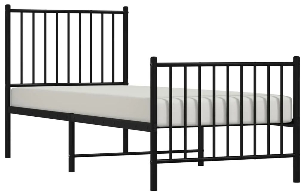 Estrutura de cama com cabeceira e pés 80x200 cm metal preto