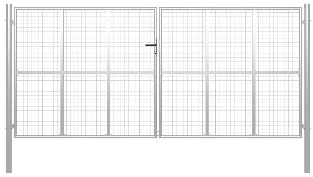 Portão de jardim em aço galvanizado 415x225 cm prateado