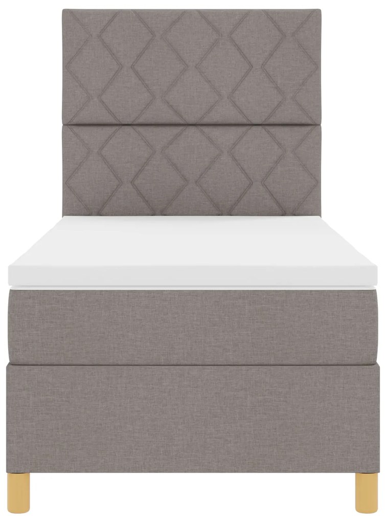 Cama Box Spring com Colchão & LED Taupe 100x200 cm Tecido
