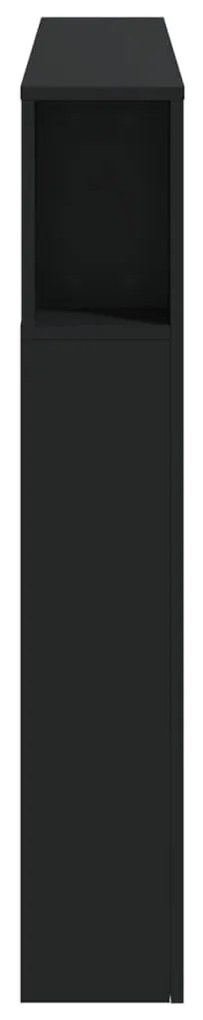 Cabeceira cama c/ LEDs 140x18,5x103,5 cm deriv. madeira preto