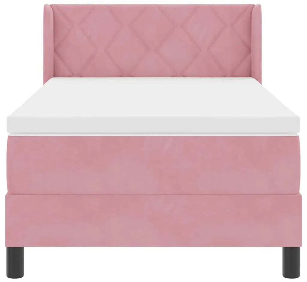 Cama Box Spring vidaXL com Colchão Rosa 90x190 cm Veludo