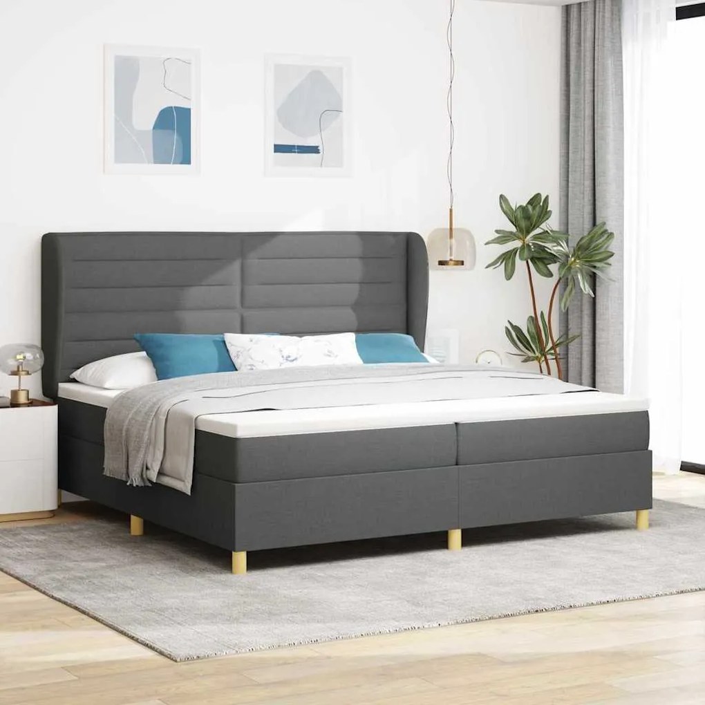 vidaXL Cama Box Springs com Colchão Cinza Escuro 90x190 cm tecido