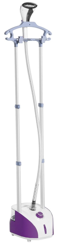 HOMCOM Ferro de Engomar Vertical Depósito 2L 1950W e Temperatura Ajustável em 11 Níveis 24x35x47,5-122,5 cm Roxo e Branco | Aosom Portugal