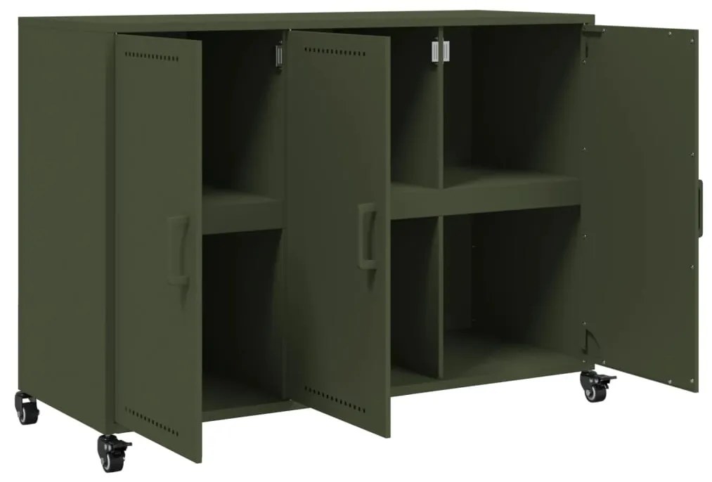 Aparador 100,5x39x72 cm aço verde-azeitona