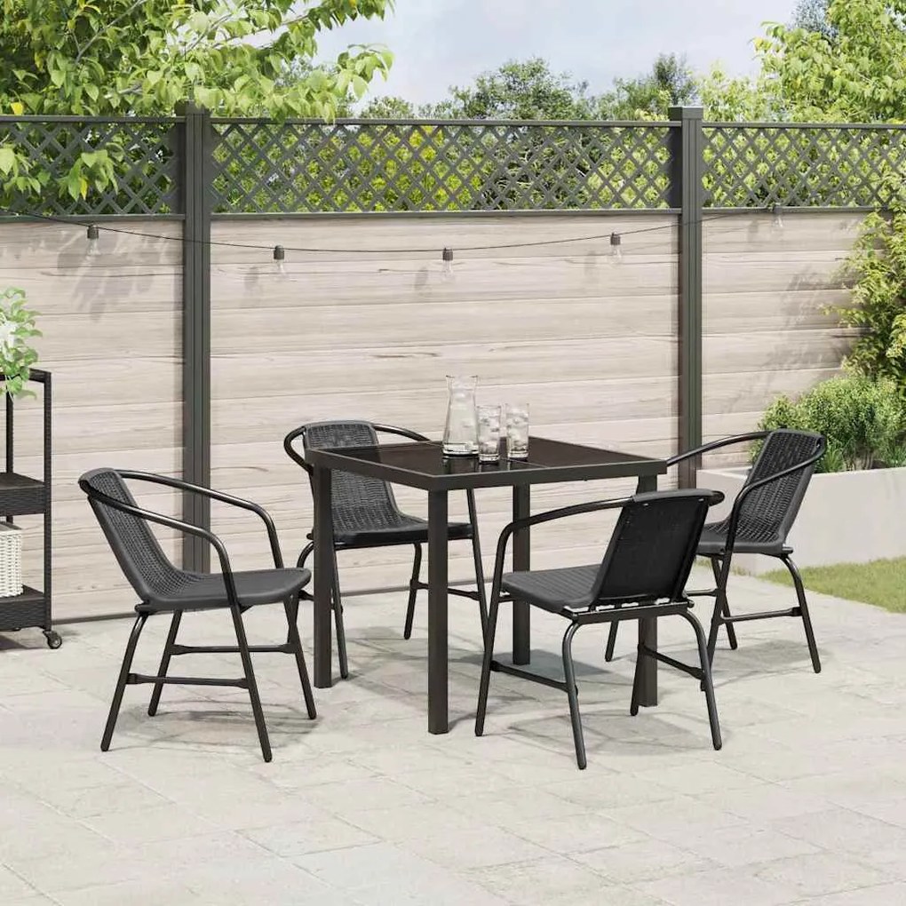 Conjunto de Jantar de Jardim com 5 Peças em Rattan Sintético Preto