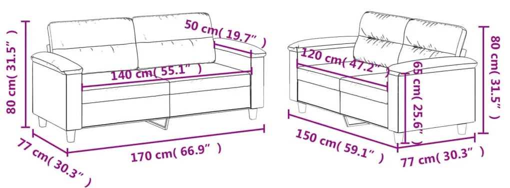 2 pcs conjunto sofás c/ almofadões couro artif. cor cappuccino