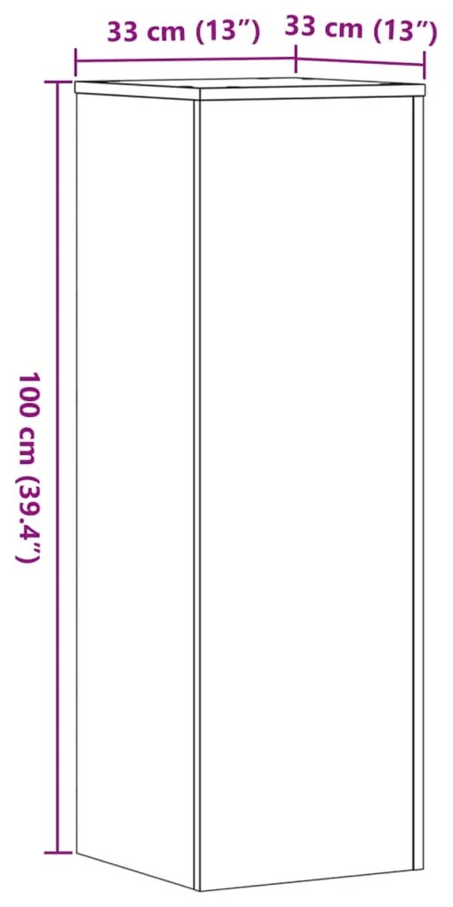 Suporte p/plantas 33x33x100cm derivados madeira carvalho sonoma