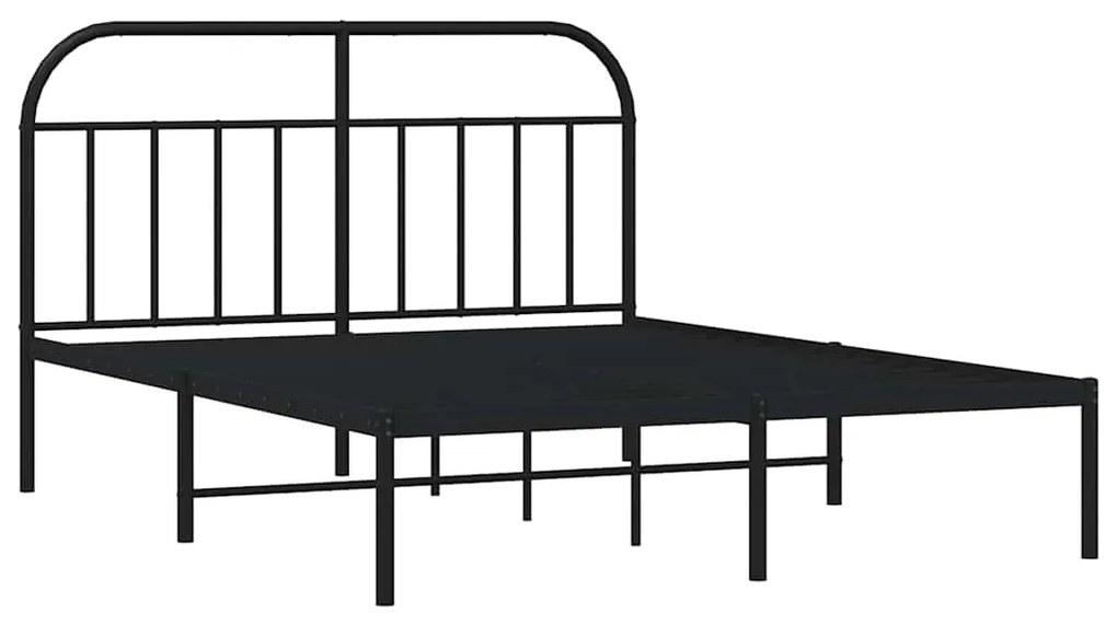 Estrutura de cama com cabeceira 135x190 cm metal preto