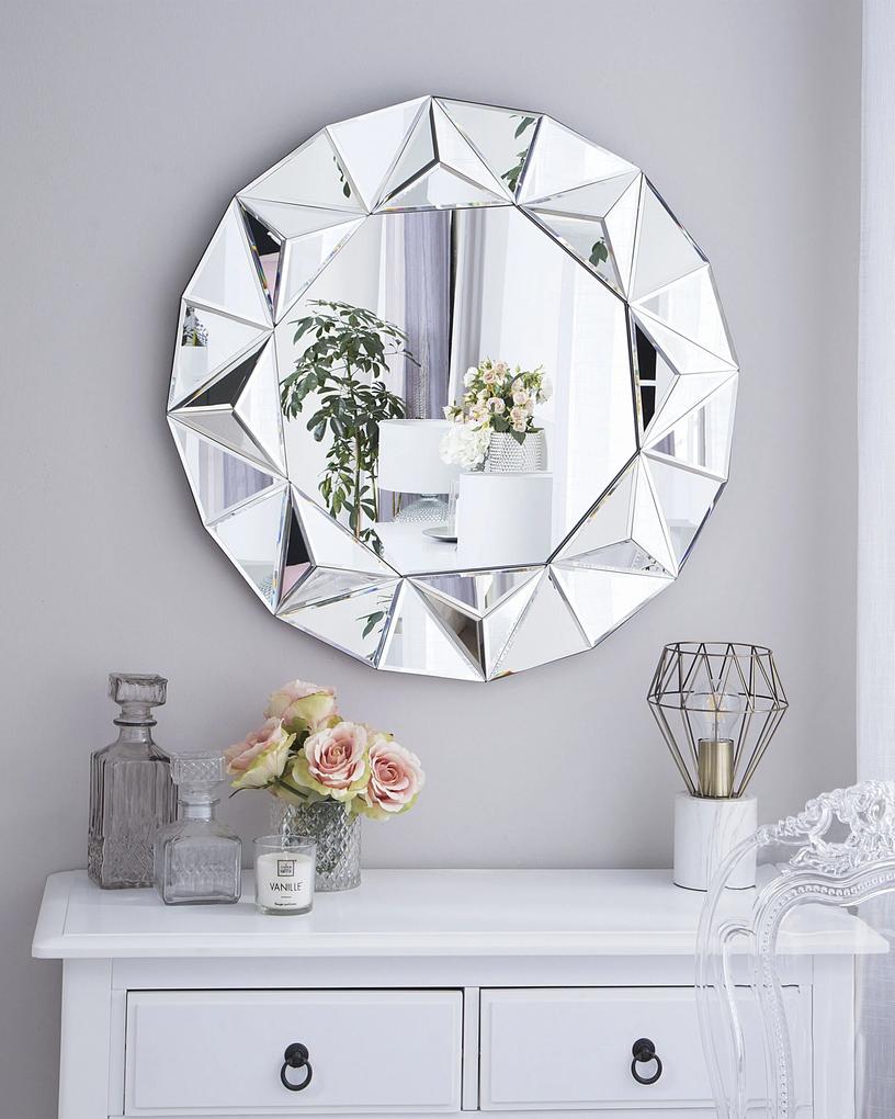 Espelho de parede redondo prateado ø 70 cm HABAY Beliani