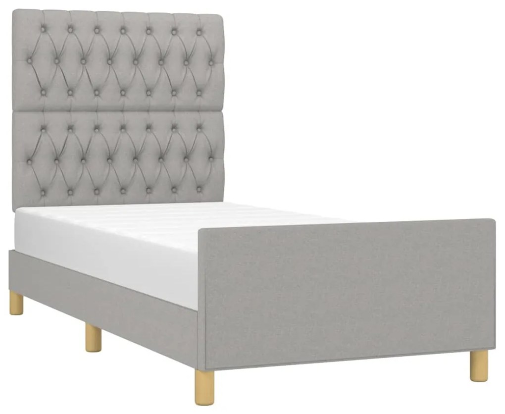 Estrutura de cama sem colchão 90x190 cm tecido cinzento-claro